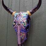 Labradorite Bindi Cow Skull Mosaic