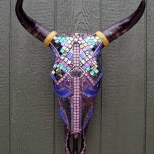 Labradorite Bindi Cow Skull Mosaic