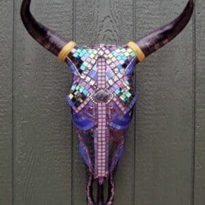 Labradorite Bindi Cow Skull Mosaic