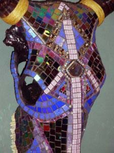 Labradorite Bindi Cow Skull Mosaic